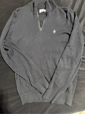 Original Penguin Men's Dark Gray Half-Zip Sweater